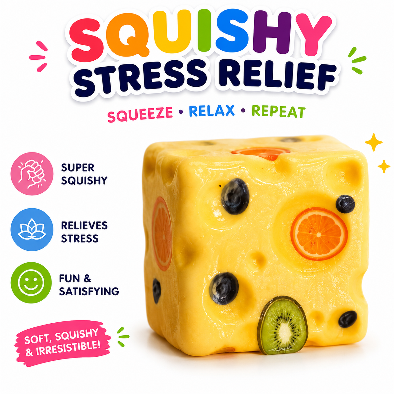 Squishy Cube Toy - 12 Pcs Set - Slow Rising Sensory Fidget Cube - Soft Stress Relief Squeeze Toy for Kids and Adults Nirvana Guru