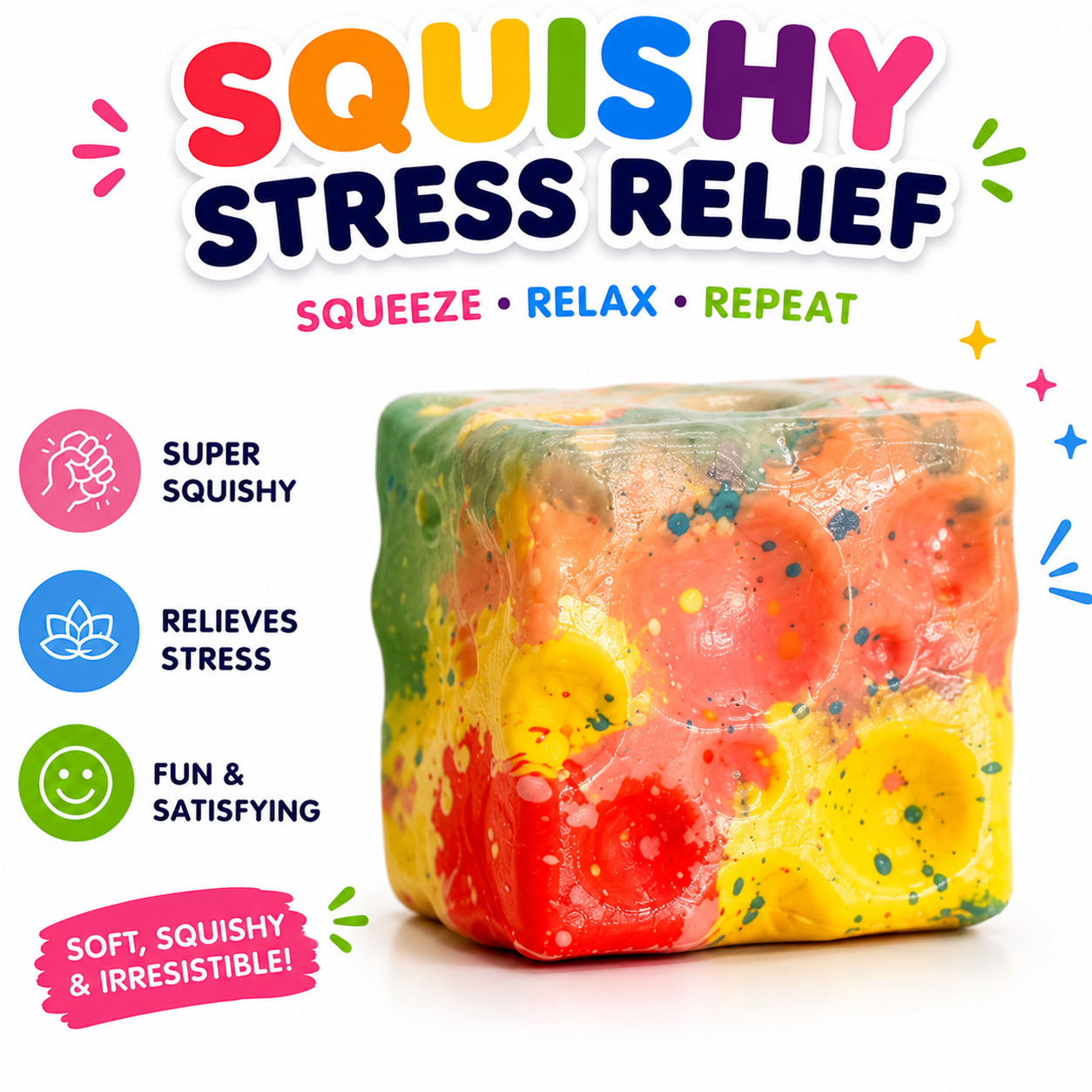 Squishy Cube Toy - 12 Pcs Set - Slow Rising Sensory Fidget Cube - Soft Stress Relief Squeeze Toy for Kids and Adults Nirvana Guru