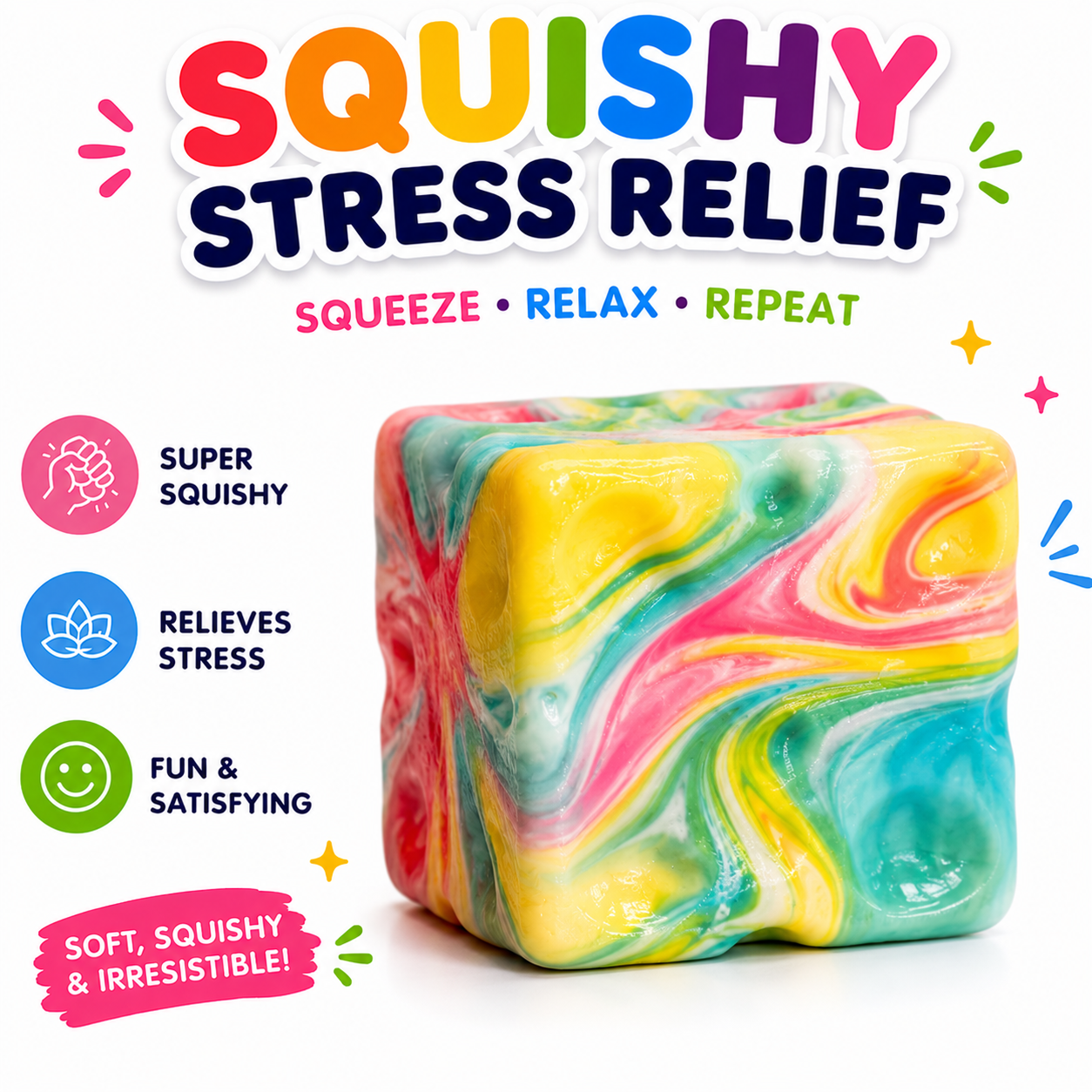 Squishy Cube Toy - 12 Pcs Set - Slow Rising Sensory Fidget Cube - Soft Stress Relief Squeeze Toy for Kids and Adults Nirvana Guru
