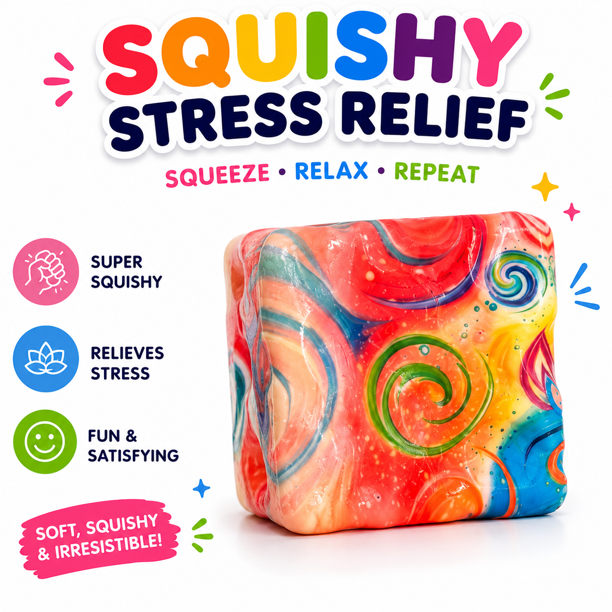 Squishy Cube Toy - 12 Pcs Set - Slow Rising Sensory Fidget Cube - Soft Stress Relief Squeeze Toy for Kids and Adults Nirvana Guru