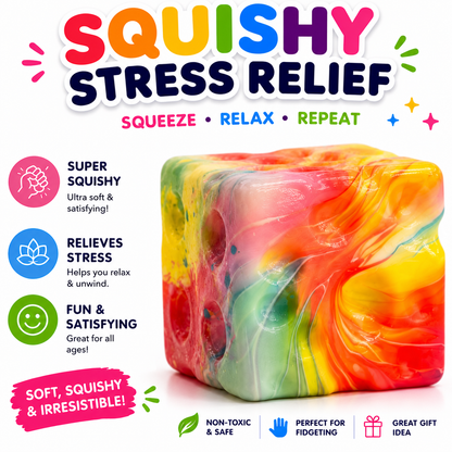 Squishy Cube Toy - 12 Pcs Set - Slow Rising Sensory Fidget Cube - Soft Stress Relief Squeeze Toy for Kids and Adults Nirvana Guru