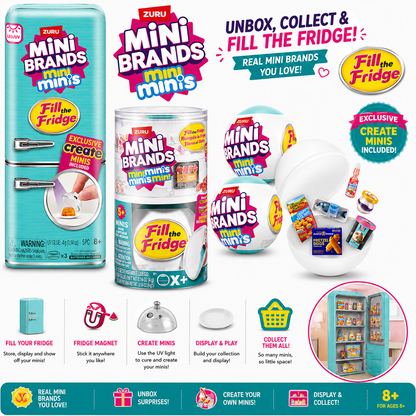 ZURU Mini Brands Fill the Fridge Mini Fridge Playset 1 Fridge 2 Capsules Mini Brand