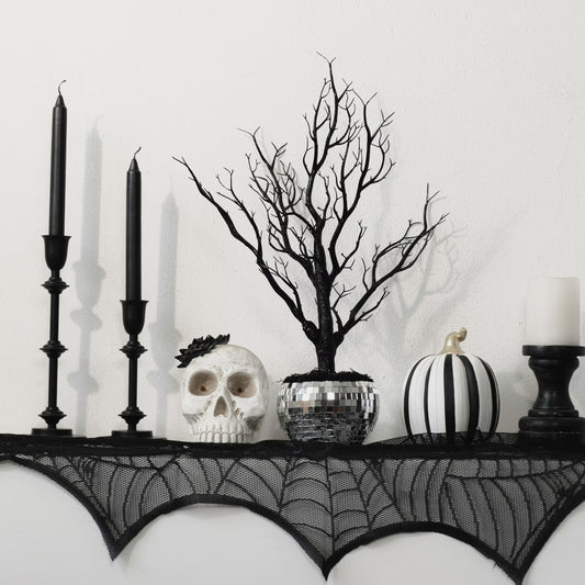 Ghostly Disco Tree Tabletop Decor, Silver & Black, 18", Halloween by Way To Celebrate nirvanaguru