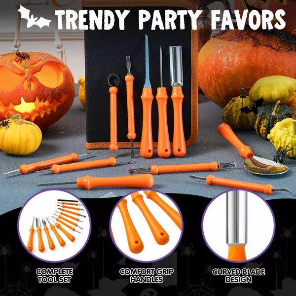 Joyfy 12 Pcs Halloween Pumpkin Carving Kit with Handbag, 12 Stainless Steel Double-sided Sculpting Tools for DIY Kids Party Decor Craft Supplies Nirvana Guru