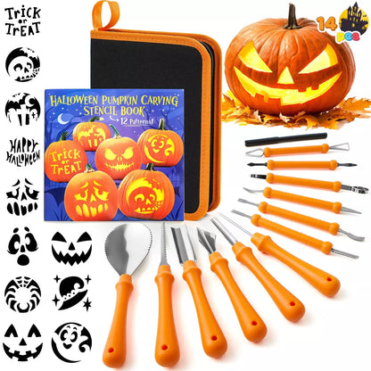 Joyfy 12 Pcs Halloween Pumpkin Carving Kit with Handbag, 12 Stainless Steel Double-sided Sculpting Tools for DIY Kids Party Decor Craft Supplies Nirvana Guru