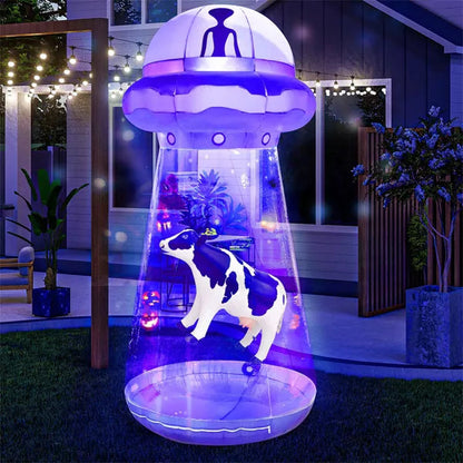 Joyfy 9 FT Halloween Inflatable Outdoor Decoration, Inflatable Purple UFO with Built-in LEDs for Halloween Party Yard Garden Lawn Outside Decoration nirvanaguru