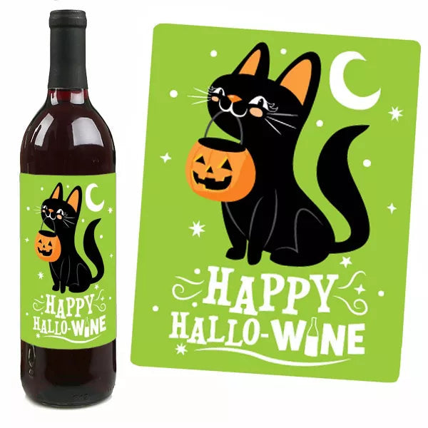 Big Dot of Happiness Jack-O'-Lantern Halloween - Halloween Party Decorations for Women and Men - Wine Bottle Label Stickers - Set of 4 nirvanaguru