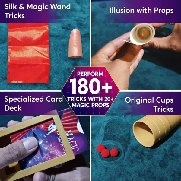 Klever Kits 180+ Magic Set for Kids 6+, Magic Trick Kit with Step-by-Step Video Lessons, Ideal Magic Toys Birthday Christmas Gift for Young Magicians nirvanaguru