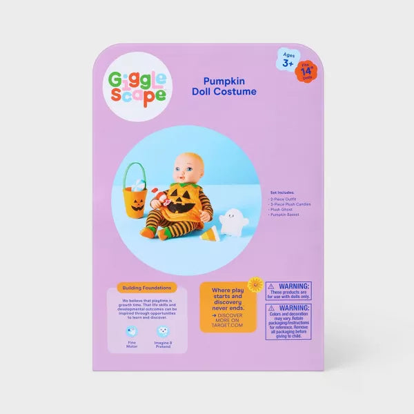 14" Baby Doll Halloween Pumpkin Outfit - Gigglescape™ Nirvana Guru