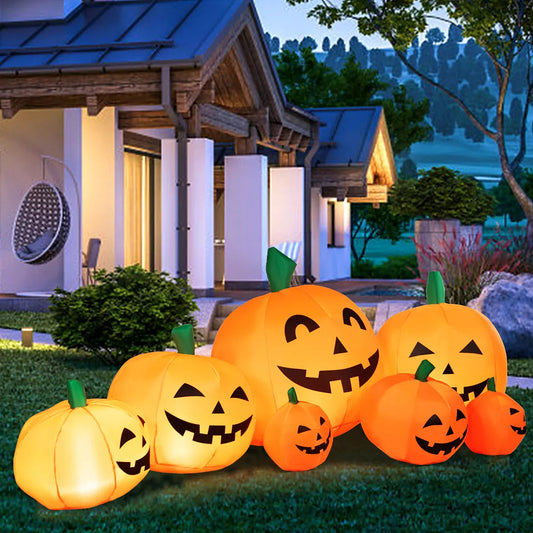 Costway 7.5' Halloween Inflatable 7 Pumpkins Patch W/LED Light Outdoor Garden Decoration nirvanaguru