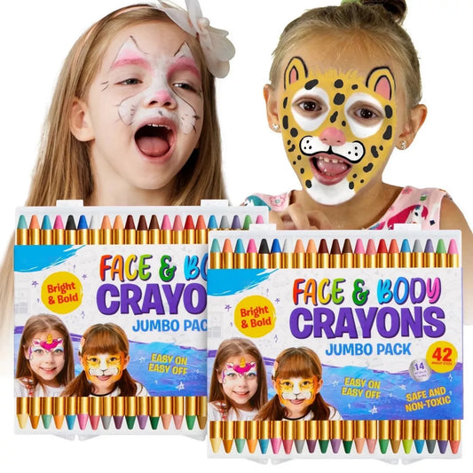 Joyfy Halloween Party Favors 42 PCS Non-toxic Face Body Paint Crayons Kit for Kids Toddlers With 14 Metallic Colors Birthday Makeup & Festivals Gifts Nirvana Guru