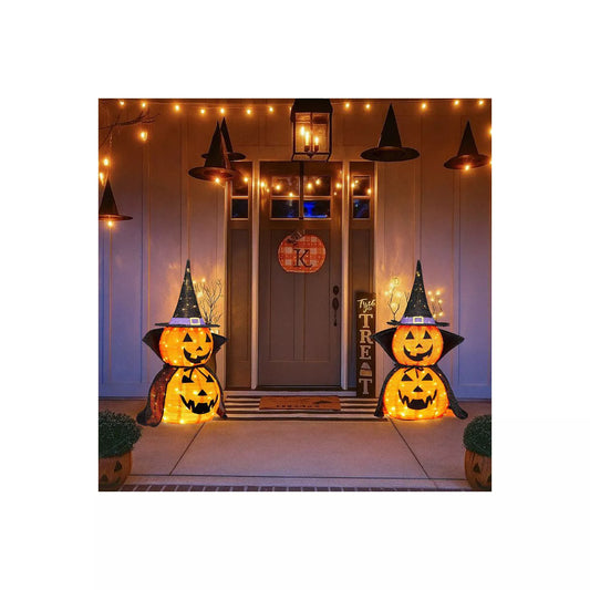Karl Home 2PCS 3ft Halloween Collasipble Lighted Pumpkin Decoration nirvanaguru