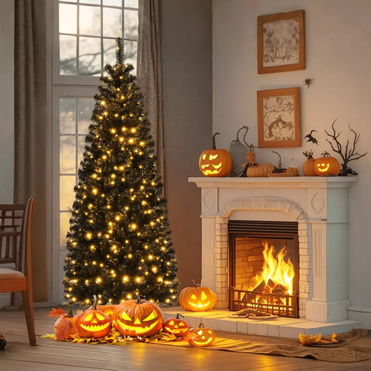 Costway 6 FT Artificial Halloween Tree with 618 Branch Tips 280 Warm White LED Lights nirvanaguru