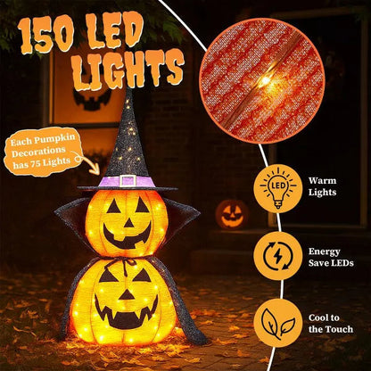 Karl Home 2PCS 3ft Halloween Collasipble Lighted Pumpkin Decoration nirvanaguru