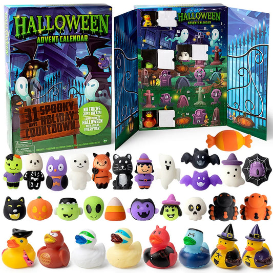 Joyfy 2025 Halloween Advent Calendar, 31 PCS Rubber Duck Mochi Surprise Toys for CountDown to Halloween Party Favor Supply Kid Trick or Treating nirvanaguru