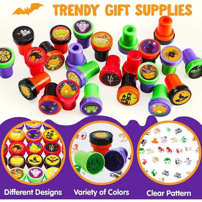 Joyfy Halloween Party Favor 50 Pcs Kids Self Ink Stamps 25 Designs Trick or Treat Assorted Plastic Stamps for Halloween Goodie Bag Fillers Game Prizes Nirvana Guru