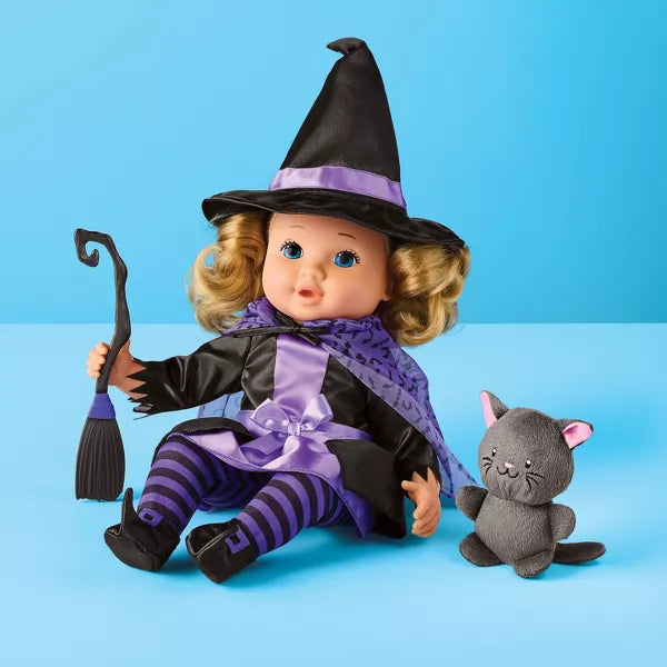 14" Baby Doll Halloween Witch Outfit - Gigglescape™: Fantasy Polyester Costume, 8-Piece Set Nirvana Guru