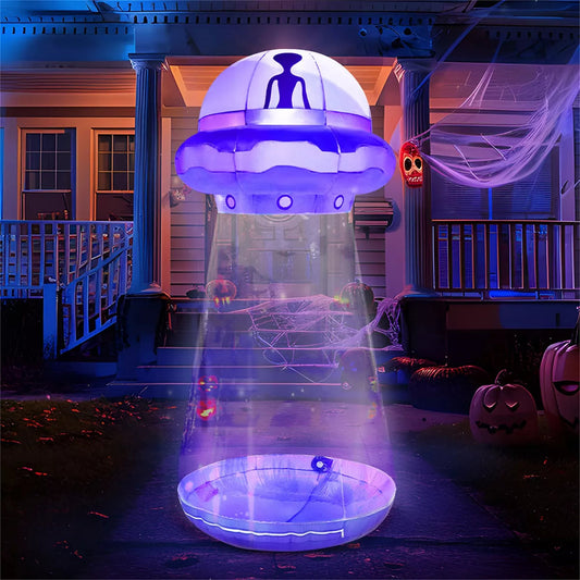 Joyfy 9 FT Halloween Inflatable Outdoor Decoration, Inflatable Purple UFO with Built-in LEDs for Halloween Party Yard Garden Lawn Outside Decoration nirvanaguru