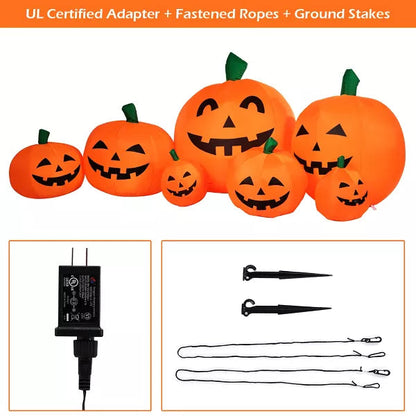 Costway 7.5' Halloween Inflatable 7 Pumpkins Patch W/LED Light Outdoor Garden Decoration nirvanaguru
