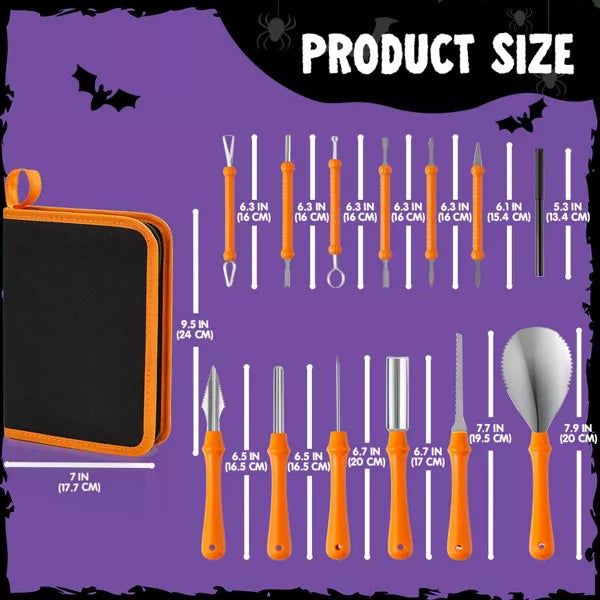 Joyfy 12 Pcs Halloween Pumpkin Carving Kit with Handbag, 12 Stainless Steel Double-sided Sculpting Tools for DIY Kids Party Decor Craft Supplies Nirvana Guru