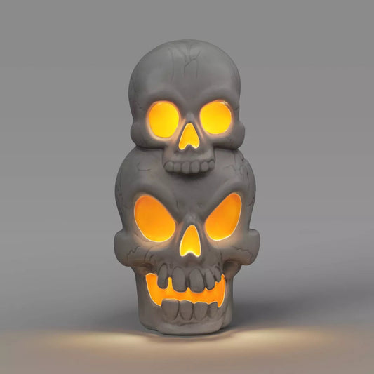 22.5" Light and Sound Stacked Skulls Outdoor Halloween Decorative Prop - Hyde and EEK! Boutique™ nirvanaguru