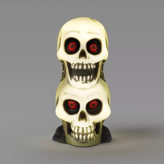 12-Inch Stacked Skulls Blow Mold Halloween Decoration – Off-White Skeleton Prop by Hyde and EEK! Boutique™ nirvanaguru