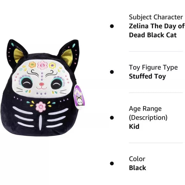 Squishmallows 12-Inch Zelina The Sugar Skull Cat- Official Jazwares Halloween Plush - Collectible Soft Stuffed Animal Toy- Gift for Kids, Girls & Boys Nirvana Guru