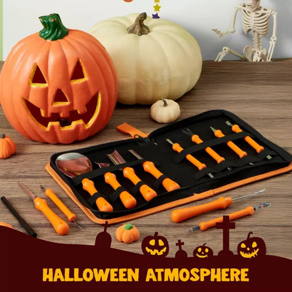 Joyfy 12 Pcs Halloween Pumpkin Carving Kit with Handbag, 12 Stainless Steel Double-sided Sculpting Tools for DIY Kids Party Decor Craft Supplies Nirvana Guru