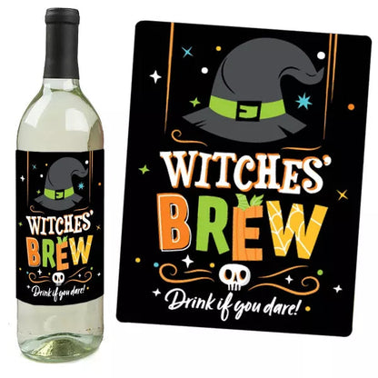 Big Dot of Happiness Jack-O'-Lantern Halloween - Halloween Party Decorations for Women and Men - Wine Bottle Label Stickers - Set of 4 nirvanaguru