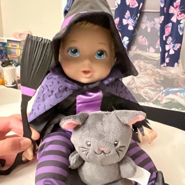 14" Baby Doll Halloween Witch Outfit - Gigglescape™: Fantasy Polyester Costume, 8-Piece Set Nirvana Guru