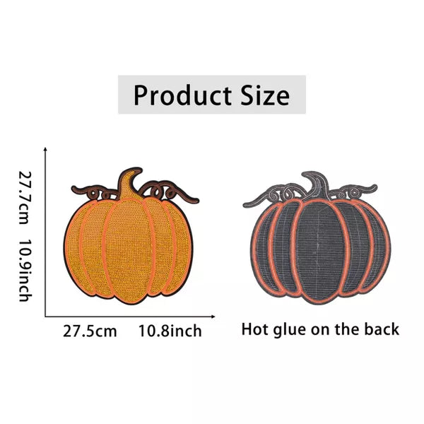 Halloween Pumpkin Ghost Large Sequin Iron On Patch Glitter Sewing Embroidery Repair Appliques Clothing Patch Costume Decor, Style 1 Nirvana Guru