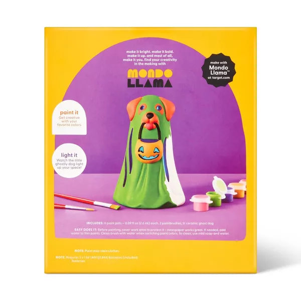Halloween Craft Lit Ceramic Ghost Dog Painting Kit - Mondo Llama™ Nirvana Guru
