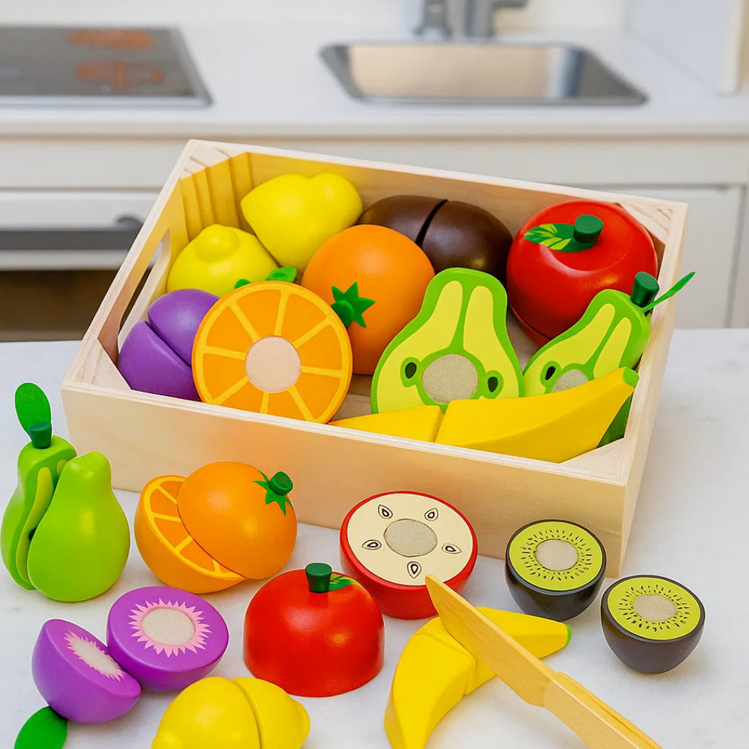 Wooden Play Food for Kids Kitchen Cutting Fruits Toys for Toddlers Pretend Vegetables Gift for Boys Girls Educational Toys nirvanaguru