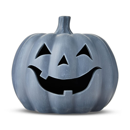 Clay Jack-o'-Lantern Tabletop Fall Halloween Decor, Gray, 9", by Way To Celebrate nirvanaguru