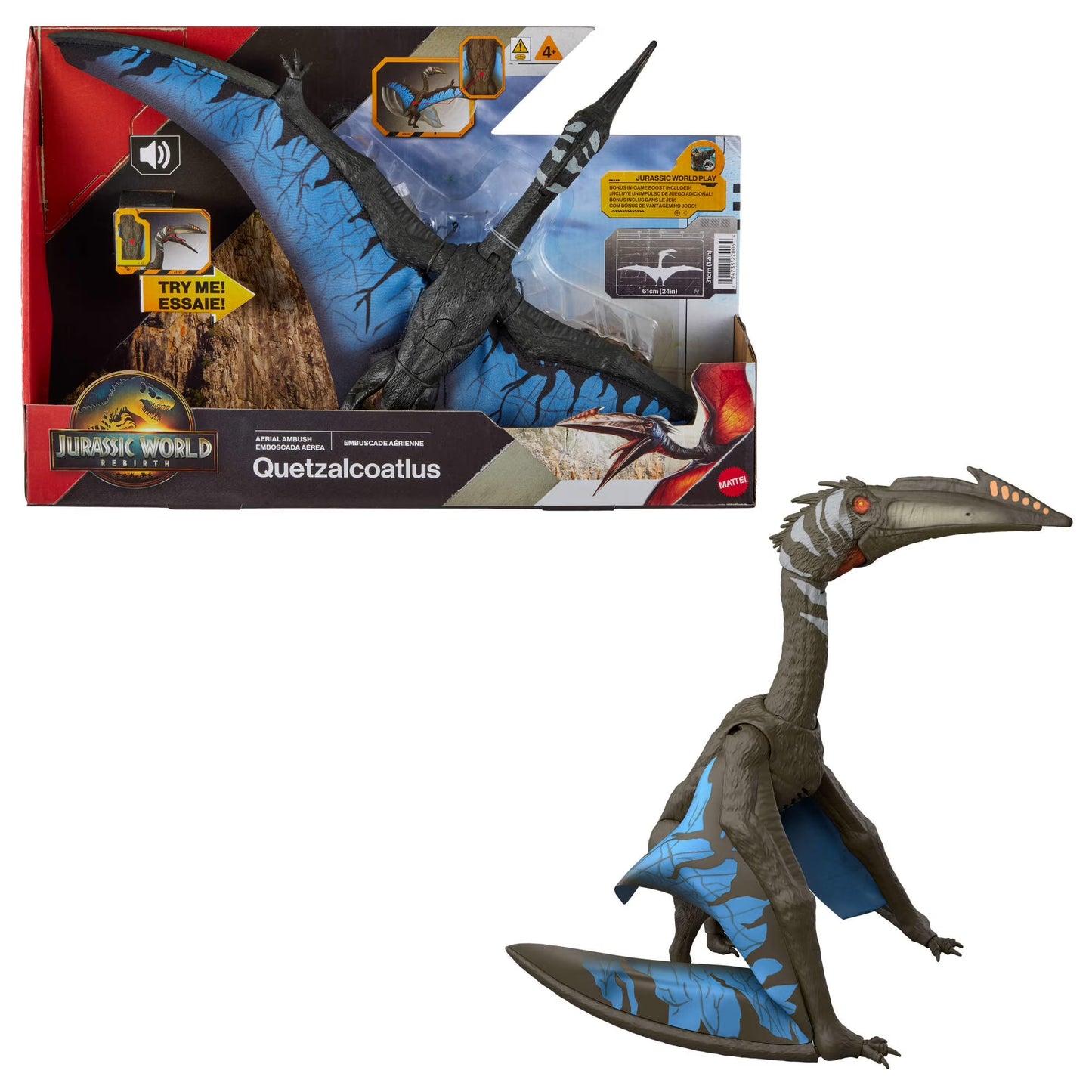 Jurassic World Rebirth Quetzalcoatlus Action Figure, Winged Dinosaur Toy with Sound, Aerial Ambush nirvanaguru