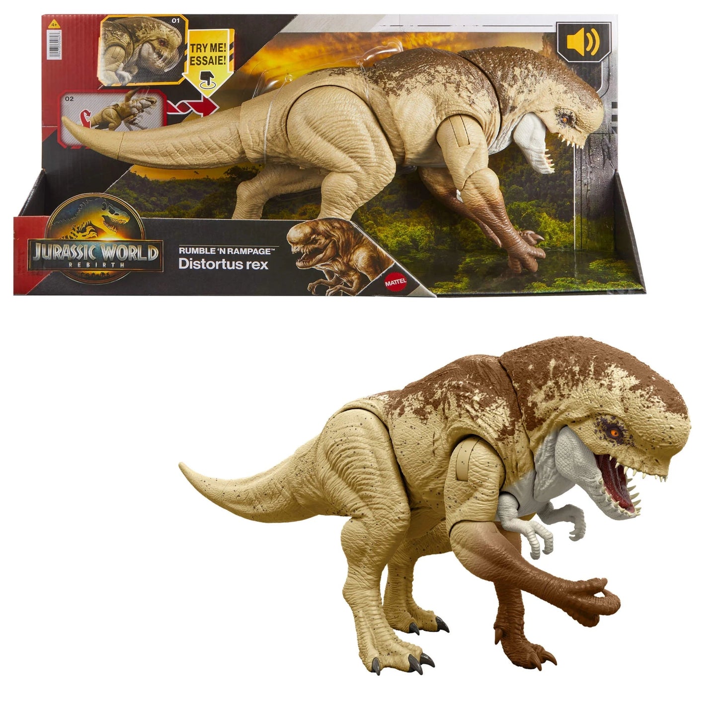 Jurassic World Rebirth Distortus Rex Action Figure, 22 Inch Rumble N Rampage Dinosaur Toy, 2 Attacks nirvanaguru