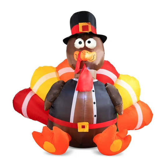 Joyfy 6FT Thanksgiving Inflatable Turkey with Pilgrim Hat and LED , Perfect for Thanksgiving Yard Inflatable Decorations nirvanaguru