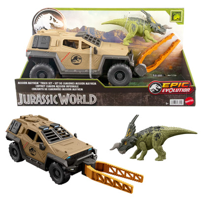 Jurassic World Mission Mayhem Truck & Dinosaur Action Figure Toy Set with Flipping Feature nirvanaguru