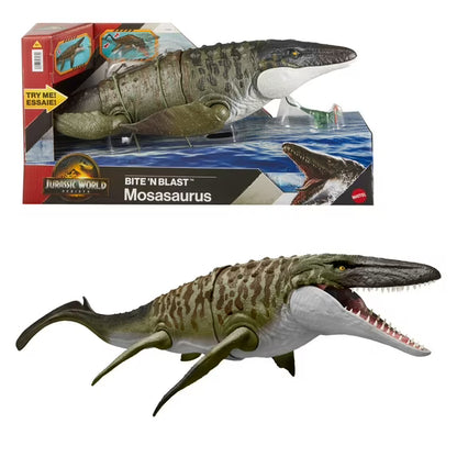Jurassic World Rebirth Bite N Blast Mosasaurus Action Figure and Mini Dilophosaurus, Dinosaur Toy nirvanaguru