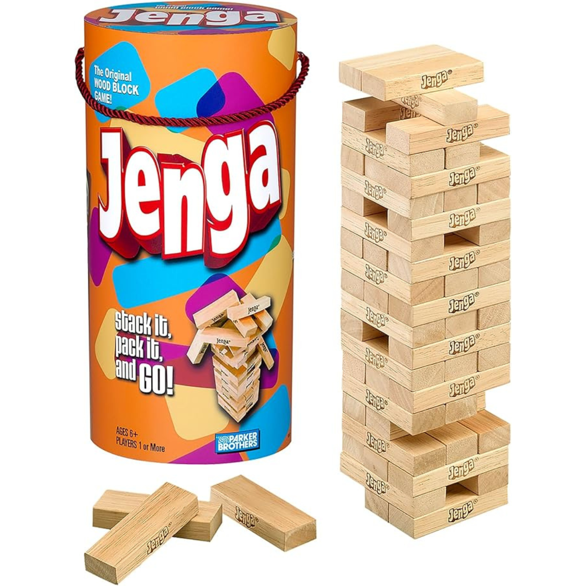 Hasbro Gaming Jenga Wooden Blocks Stacking Tumbling Tower Game | Party Games for Kids & Families | Easter Basket Stuffers | Ages 6+ (Amazon Exclusive) nirvanaguru