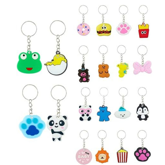 100pcs Cartoon Keychain for Kids Party Favors, Mini Cute Keyring for Classroom Prizes, Birthday Christmas Party Favors Gift, Goodie Bag Stuffers Supplies, 20 Colors nirvanaguru