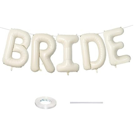 40 Inch Beige BRIDE Balloons Bachelorette for Bridal Shower, Cream White Sand Bride Mylar Foil Banner Letter Sign, Bridal Balloon Banner for Wedding Engagement Bride To Be Party Favors Decorations nirvanaguru