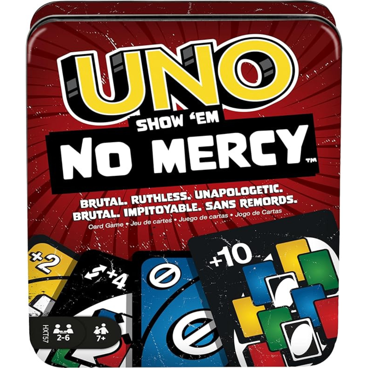 Mattel Games UNO Show ‘em No Mercy Card Game in Storage & Travel Tin for Kids, Adults & Family Night with Extra Cards, Special Rules & Tougher Penalties (Amazon Exclusive) nirvanaguru
