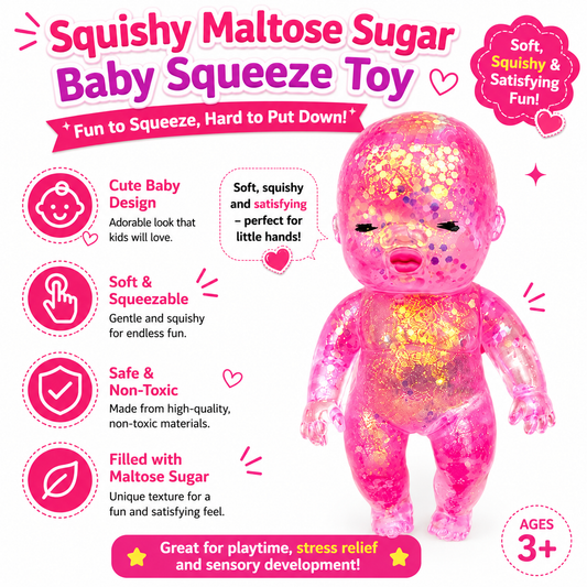 Baby Squishy Oversized Glossy Doll Toy Sparkling Soft Rubber Stress Relief Toy Stress Relief Cute Maltose Doll for Teens and Adults Anxiety Relief Party Gift Nirvana Guru