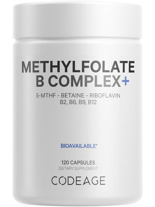 Codeage Methylfolate B Complex Supplements - 5 MTHF, Methylcobalamin 1000mcg Methylated Vitamin B12, Riboflavin, Betaine, Vitamins B6, Methylation Cycle MTHFR - 2 Months - 120 Capsules - Nirvana Guru