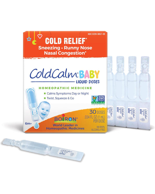 Boiron ColdCalm Baby Single-Use Drops for Relief from Cold Symptoms of Sneezing, Runny Nose, and Nasal Congestion - Sterile and Non-Drowsy Liquid Doses - 30 Count - Nirvana Guru