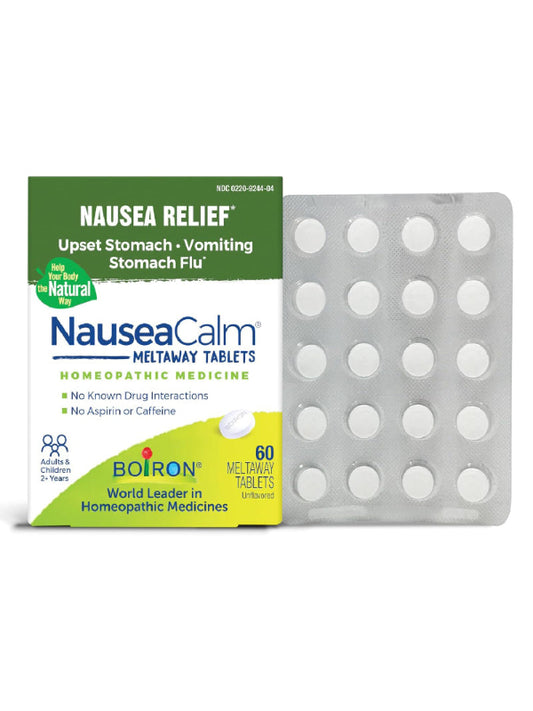 Boiron NauseaCalm Relief for Upset Stomach, Nausea, and Vomiting Due to Stomach Flu, Overindulgence, or Motion Sickness - Non-Drowsy - 60 Count - Nirvana Guru