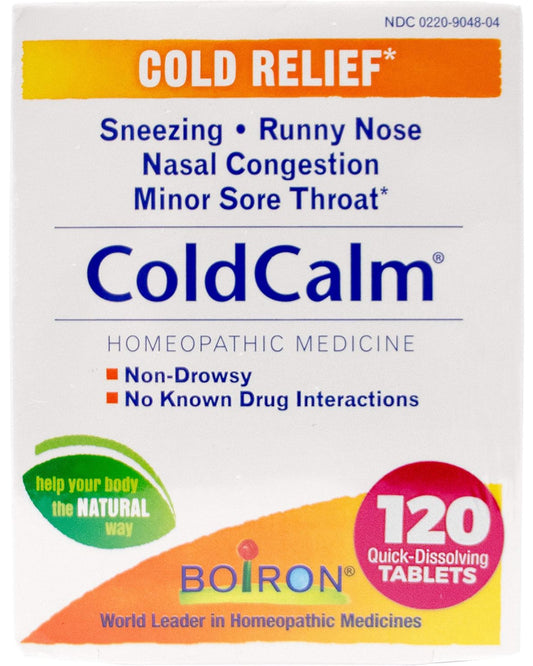 Boiron ColdCalm Tablets for Relief of Common Cold Symptoms Such as Sneezing, Runny Nose, Sore Throat, and Nasal Congestion - Non-Drowsy - 120 Count (2 Pack)