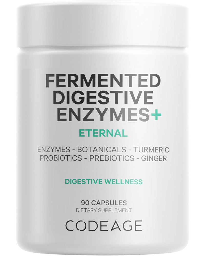Codeage Fermented Digestive Enzymes Supplement 3-Month Supply - 14 Digestive Enzymes, Probiotics, Prebiotics, Fermented Botanicals, Plant-Based Multi Pancreatic Enzymes - 1 Capsule a Day - 90 Capsules - Nirvana Guru