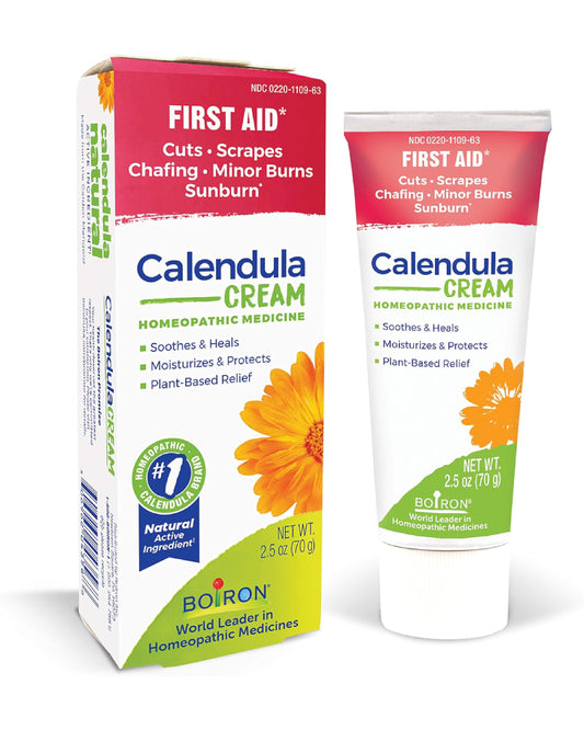 Boiron Calendula Cream for First Aid, Minor Burns, Cuts, Scrapes, Insect Bits and Sunburn - 2.5 oz - Nirvana Guru
